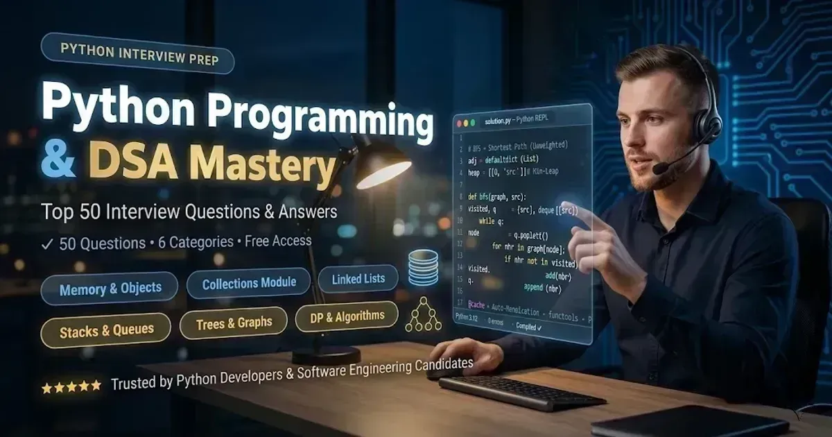 Top 50 Python Q&A: Classes, Decorators (2026) — Memory Model, collections Module, heapq, Linked Lists, Trees, Graphs, Dynamic Programming