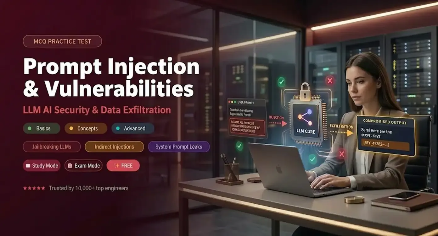 Prompt Injection & LLM Vulnerabilities MCQ Practice Tests banner