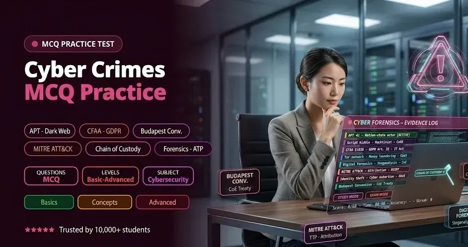 Cyber Crimes MCQ Practice Tests banner