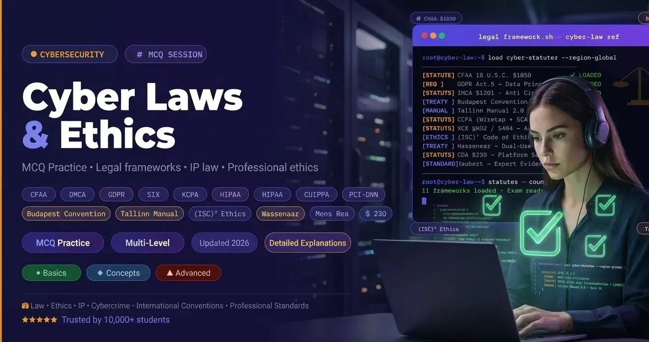Cyber Laws and Ethics MCQ Practice Tests banner