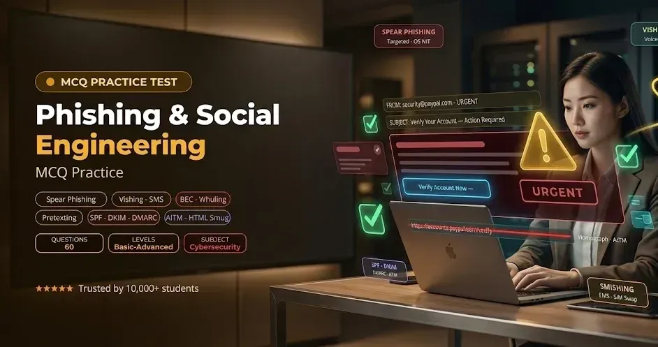 Phishing & Social Engineering MCQ Practice Tests banner