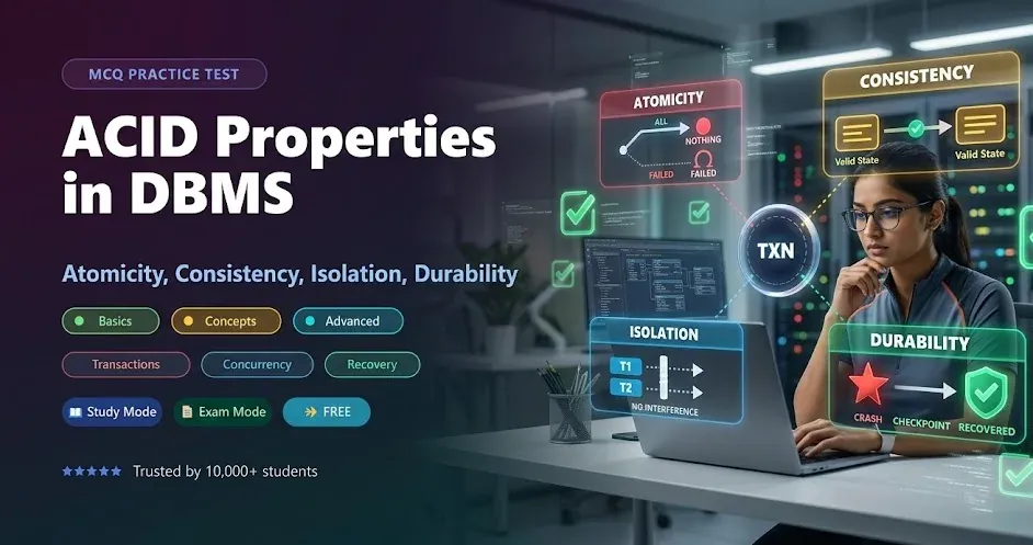 ACID Properties MCQ Practice Tests banner