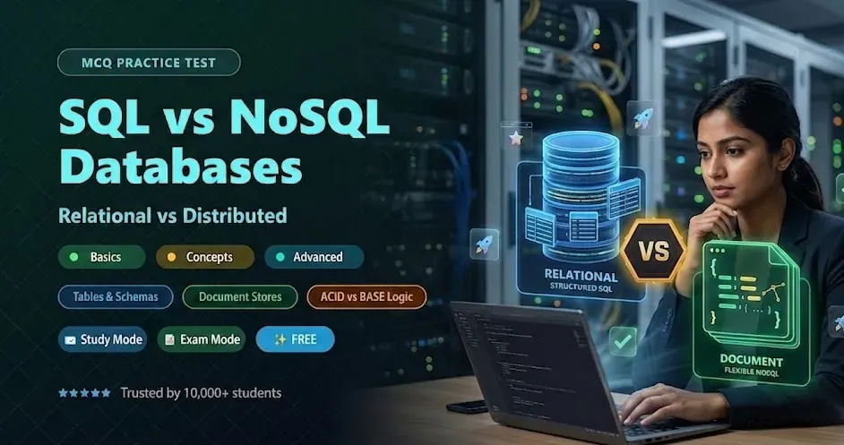 SQL vs NoSQL Databases MCQ Practice Tests banner